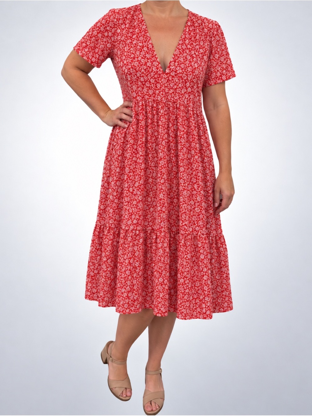 NWOT Zara Pink Printed Flowing Dress, Size S